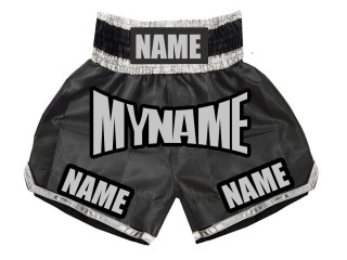 Personalisierte Kinder Boxshorts mit Namen oder Text : KNBSH-007 schwarz