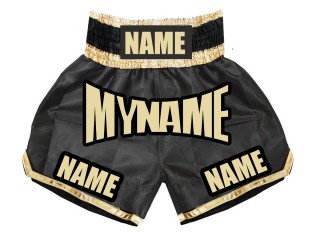 Personalisierte Kinder Boxshorts mit Namen oder Text : KNBSH-008 schwarz