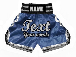 Personalisierte Boxshorts , personalisierbare Boxhosen : KNBSH-023-Marinenblau-Silber