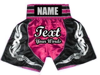 Boxer hosen damen mit namen : KNBSH-024-Dunkelpink-Schwarz
