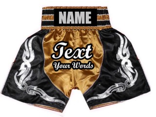 Personalisierte Boxshorts , boxershorts designen : KNBSH-024-Gold-Schwarz