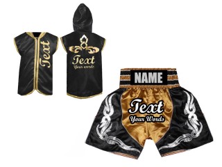 Boxset - Personalisierte Box jacke mit Kapuze und Boxhosen : Gold