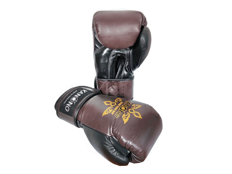 Kanong Boxhandschuhe aus echtem Leder : Braun/Schwarz
