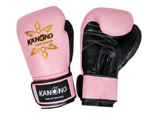 Kanong Boxhandschuhe aus echtem Leder : Rosa und Schwarz