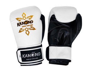 Kanong Boxhandschuhe aus echtem Leder : Weiß/Schwarz