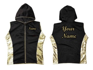 KANONG personalisierte Box jacke mit Kapuze  : Schwarz/Gold