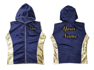 KANONG personalisierte Box jacke mit Kapuze : Marinenblau/Gold