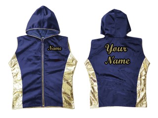 KANONG personalisierte Boxjacke mit Kapuze : Marinenblau/Gold