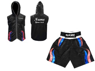 Kanong Personalisierte Boxjacke mit Kapuze und Boxhosen : Schwarz / Streifen