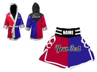 Kanong Boxerkostüm Boxermantel und Boxhosen selber gestalten : Schwarz/Blau/Rot