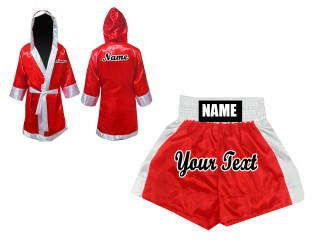 Kanong Maßgeschneiderte Boxerkostüm Boxermantel und Boxhosen : Rot