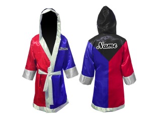 Kanong Boxer kostüm Boxermantel mit eigenen namen : Schwarz/Blau/Rot