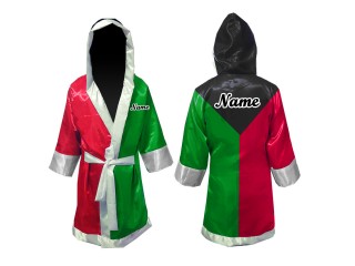Kanong  Boxer kostüm  Boxermantel mit eigenen namen : Schwarz/Grün/Rot
