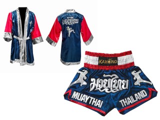 Boxbekleidung - Boxmantel und Thaiboxshorts selber gestalten : 133-Marinenblau